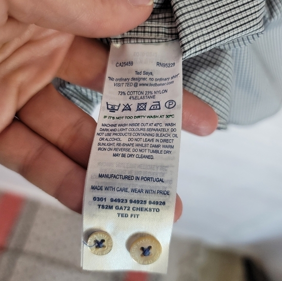 TED BAKER LONDON PLAID SHORT SLEEVE BUTTON UP, SZ 6 (2XL) - Picture 9 of 14